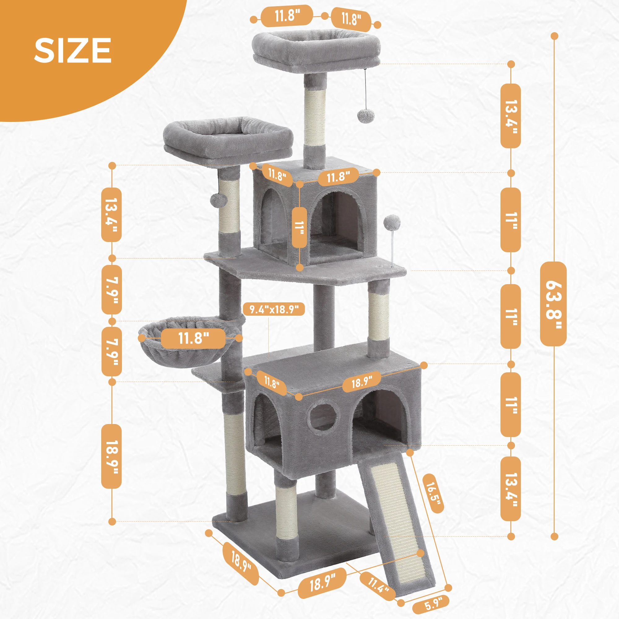 63.8 inch Cat Tower for Indoor Cats Modern Cute Cat 2 63.8 inch Cat Tower for Indoor Cats Modern Cute Cat 2