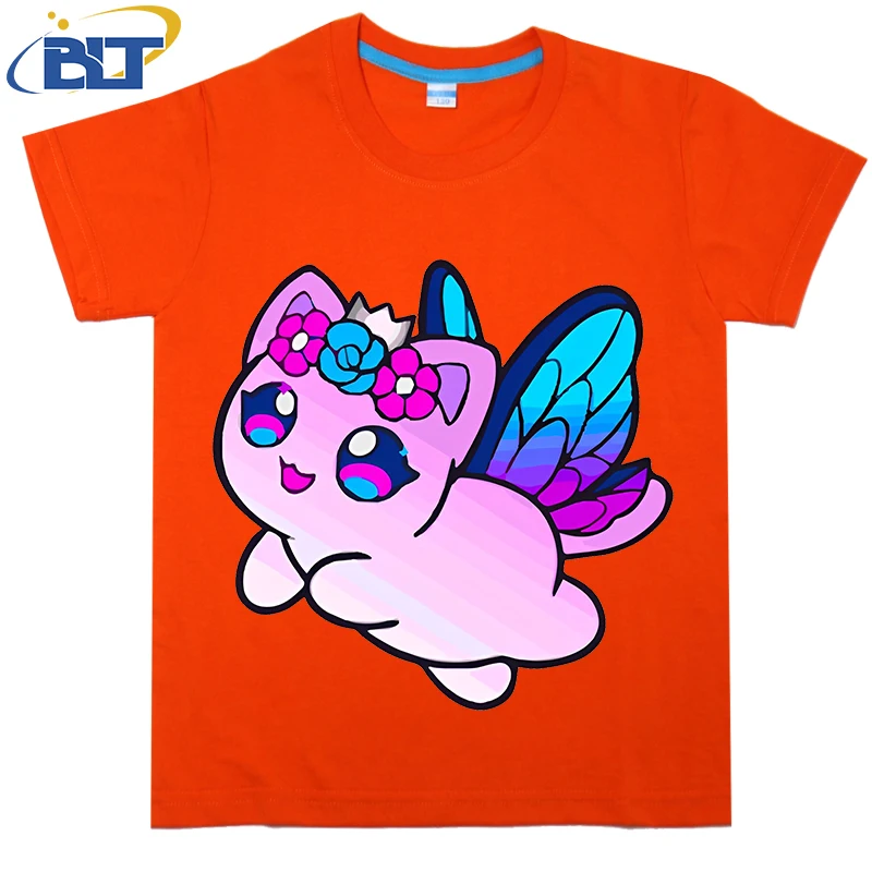 cute aphmau cat printed kids T-shirt summer pure cotton short-sleeved casual top suitable for both boys and girls 5