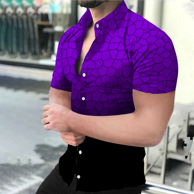 Summer Fashion Men's Social shirts Turn-down Collar Buttoned Shirt Casual Starry Sky Print Short Sleeve Tops Mens Clothing S-4XL DX-1464