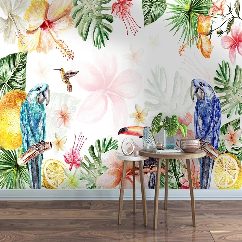 

Custom Mural Wallpaper Tropical Rainforest Forest Flowers Birds Fresco Living Room Bedroom Home Decor Papel De Parede 3 D Mural