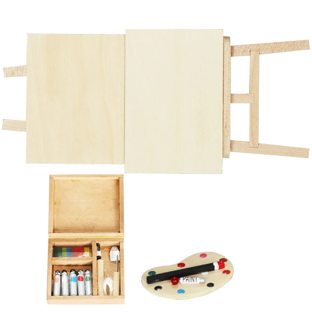 Dollhouse Painter Miniature Easel Model Adornment Home Decorations Ornament Furniture Painting Board Wooden Drawing sketch easel wooden easel wood table easel painting board