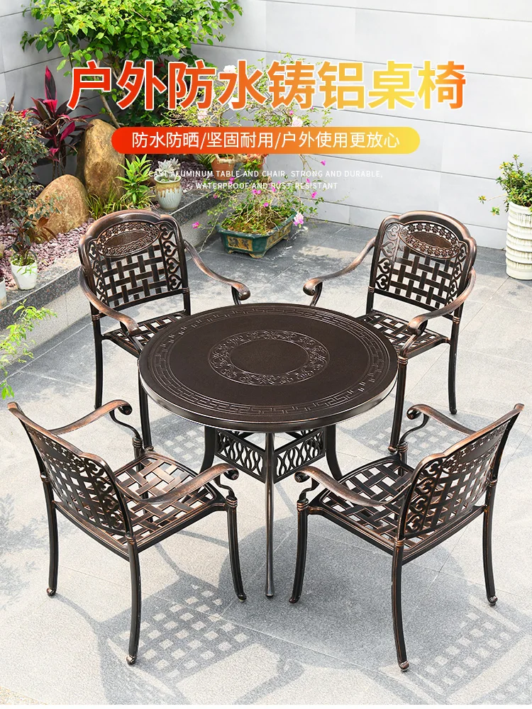 

Outdoor tables and chairs cast aluminum courtyard outdoor villa garden wrought iron table balcony balcony leisure chair