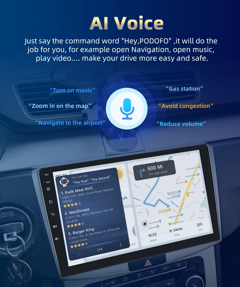 Podofo Car Android CarPlay Radio Multimedia Player For Renault