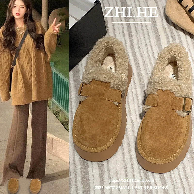 

Moccasin Shoes Clogs Platform Round Toe Female Footwear Women Slip-on Loafers Fur Moccasins Creepers Winter Dress Slip On Basic