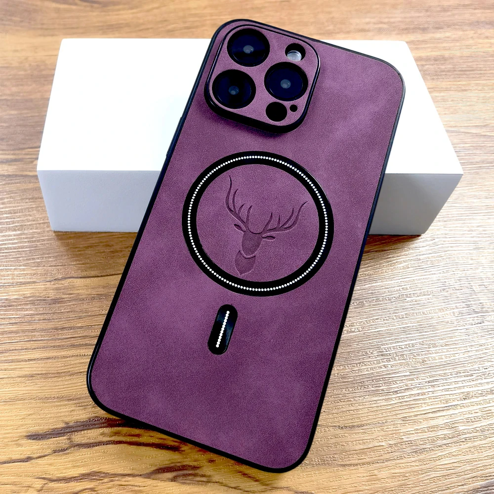 Elegant PU Leather Deer Case with Magsafe Compatibility