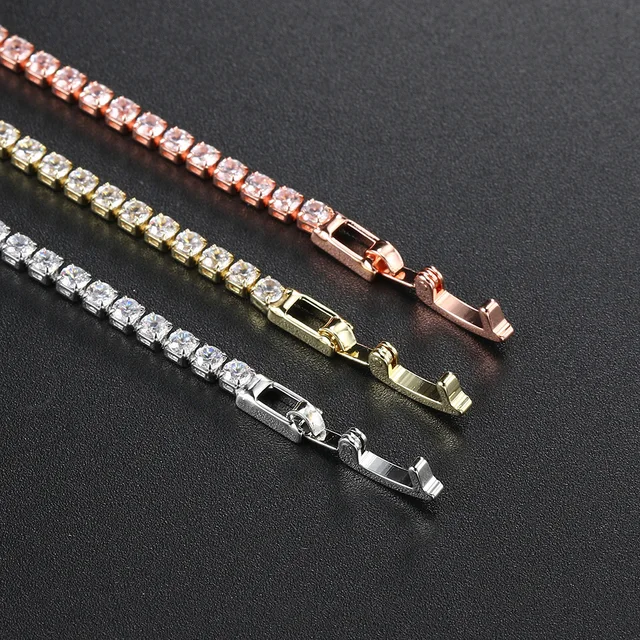 Fashion Multicolor Tennis Bracelet for Women 2.5/3/4/5mm Zirconia Charm Designer Tennis Chain Men Bracelet Wedding Jewelry KC128