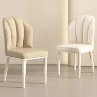 ​​Cream Dining Chair - Modern Minimalist Lounge Chair with Wooden Legs, Mid-Century Accent Chair for Living Room & Dining Room 2