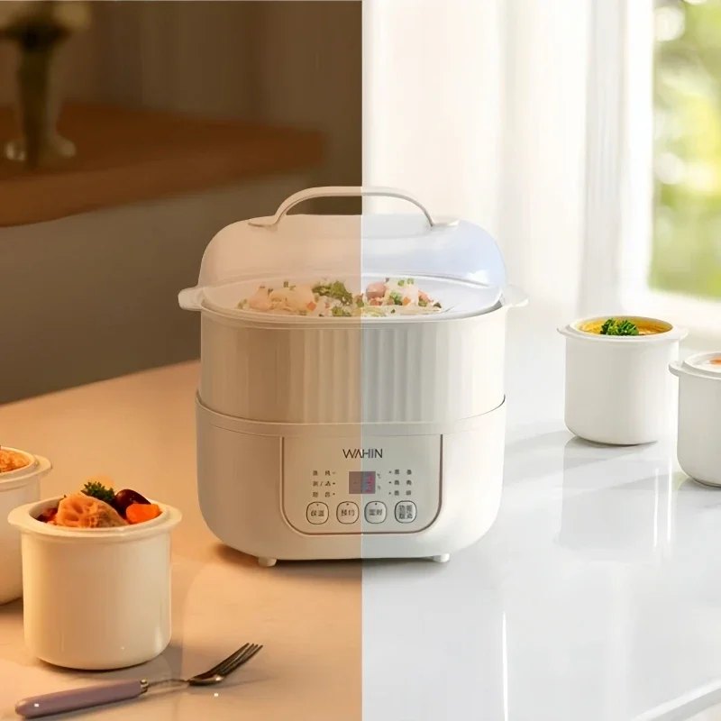 220V Electric Stew Pot Ceramic Double-bladder Electric Stew Pot Waterproof Household Automatic Soup Steamer