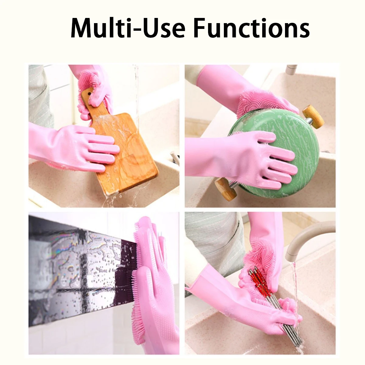 Pet Bathing Massage Glove Silicone with Raised Particles Multi-Use for Cleaning & Massaging Pets