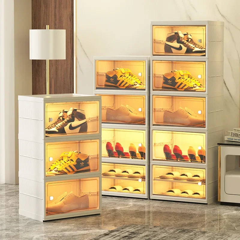 

Storage Cabinet Layered Storage High Appearance Simple Modern Design Transparent Foldable Shoe Rack Dustproof Plastic Shoe Box