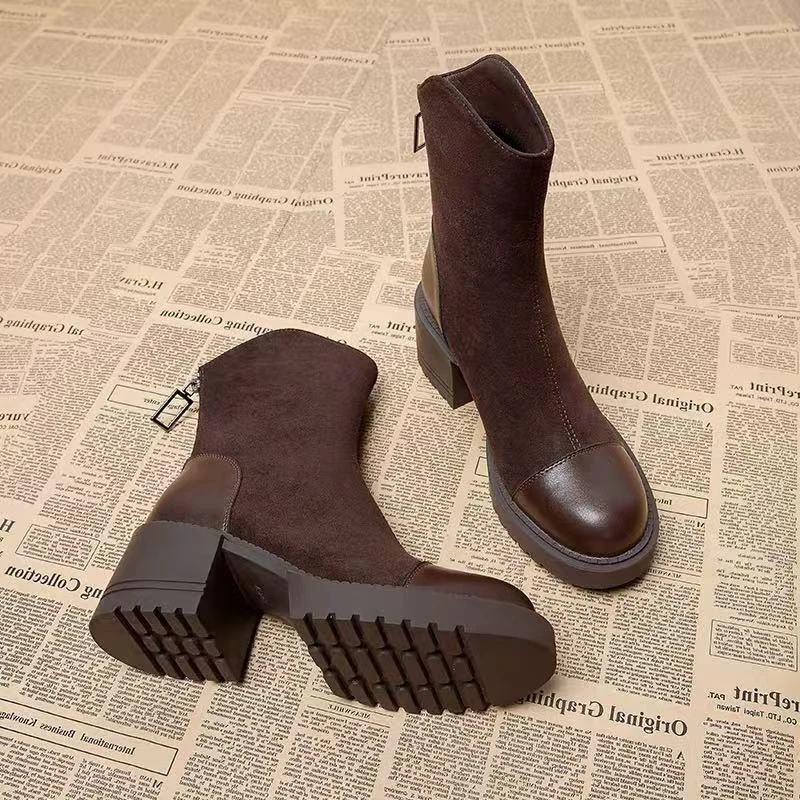 High Heels Women Ankle Boots Chunky Fashion Dress Shoes Designer Pumps Winter Boots 2025 New Goth Luxury Botines Para Mujeres