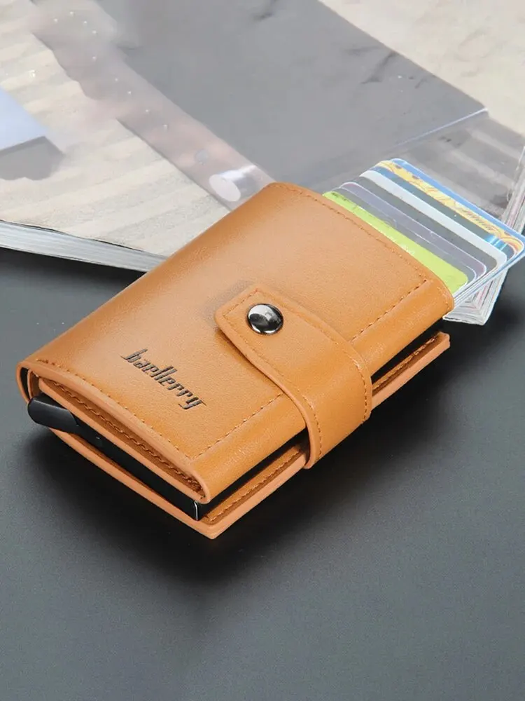 Card Holder Trendy Fashion Metal Aluminum Shell BAELLERRY Auto Spring Card Buckle RFID Card Holder for Men