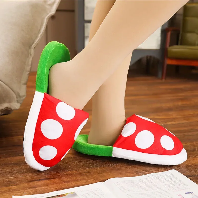 Games Piranha Plant Cotton Slippers With Flower Pot Men Women Funny Home Warm Cartoon Plush Soft Cotton Shoes Cute Gift