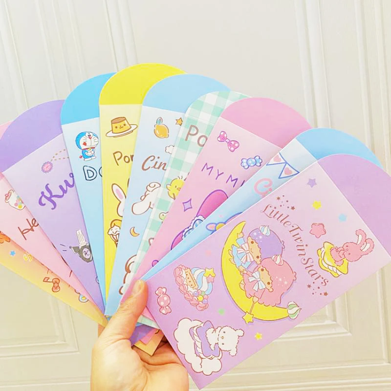 

4Pcs Sanrio Kuromi Cinnamoroll Mymelody Hellokitty Purin Cartoon Red Envelope Bag Happy New Year Red Envelope Kawaii Envelope