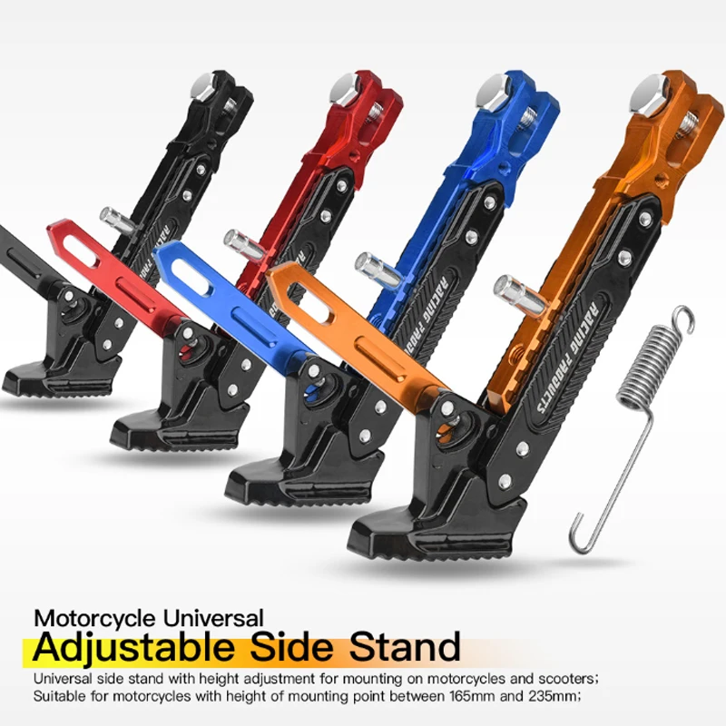 Universal Motorcycle Kickstand Side Support Kick Bracket Foot Stand Adjustable Side Tripod CNC Motorbike Parking Crutch Modified