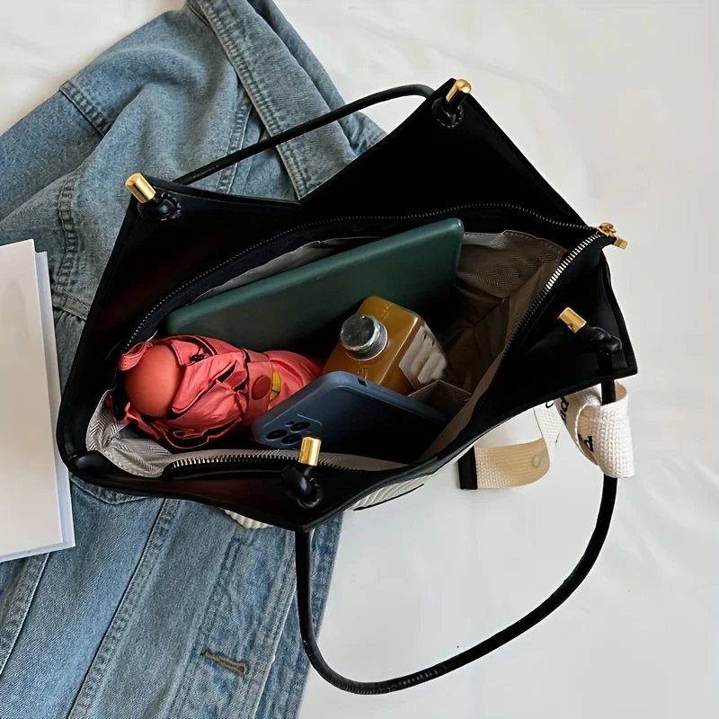 Love Design Tote Bag, Trendy Large Capacity Shoulder Bag, Faux Leather Simple Bag for Women Work Purses and Handbags