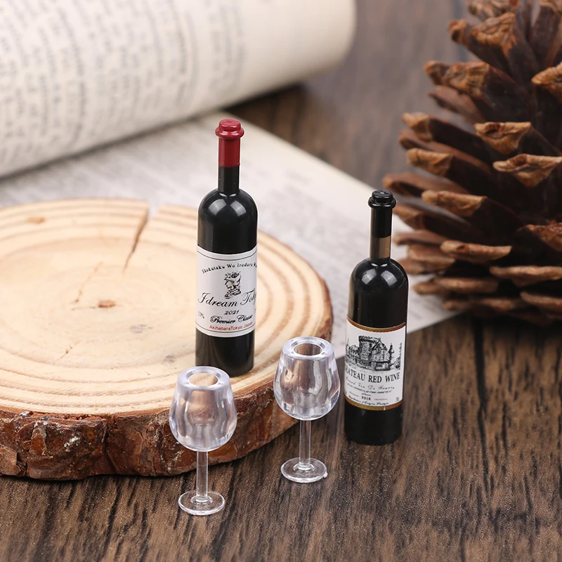 1Set Dollhouse Miniature Simulation Red Wine Box Model Food Accessories For Doll House Decor Kids Pretend Play Toys 3