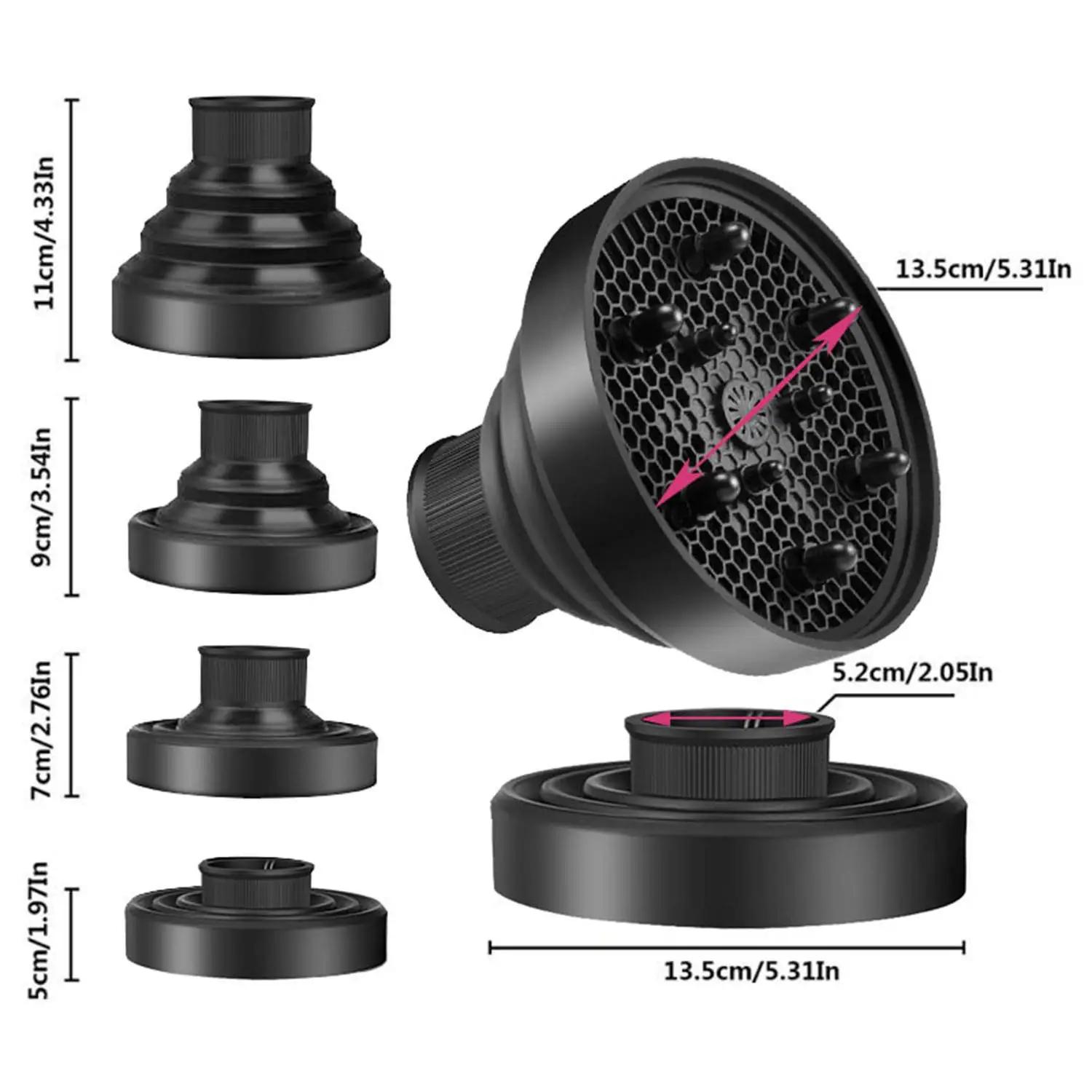 Hair Dryer Diffuser Universal Silicone Adjustable Temperature Resistant