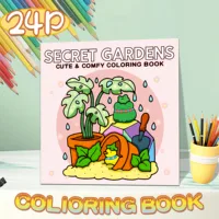 24Pcs Secret Garden Coloring Book - 20x20cm Picture Book with Soothing Nature-Inspired Colors 1