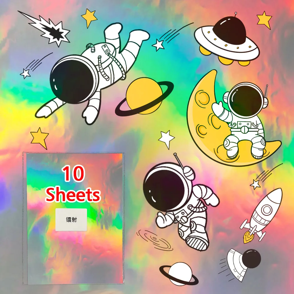 

10Sheets A4 Holographic Printable Vinyl Sticker Paper Self-adhesive Rainbow White Transparent Inkjet Printer Copy Paper DIY Tape