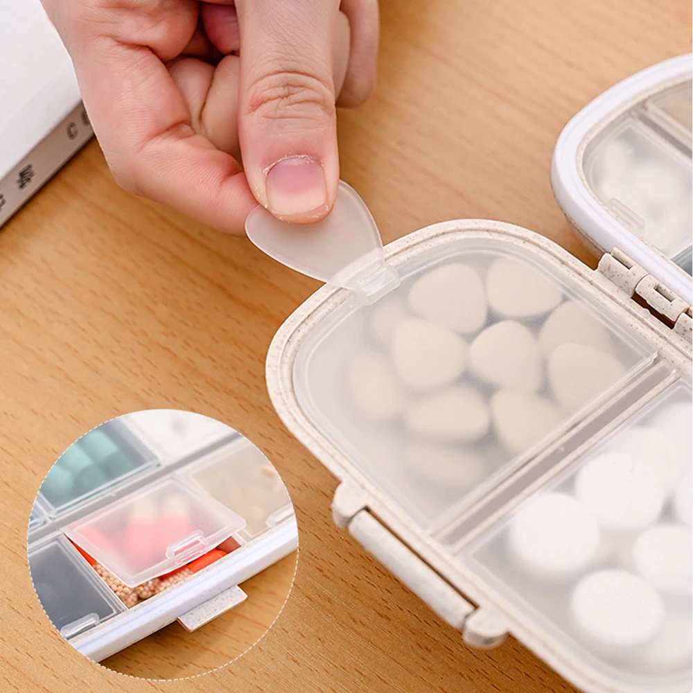 1Pcs Travel Pill Organizer 8 Compartments Portable Pill Case Small Pill Box for Pocket Purse Portable