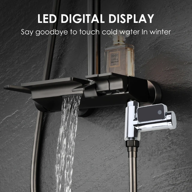 Kiváló Minőségű 360 ° Forgó Led Digitális Zuhany Hőmérséklete - Image 3