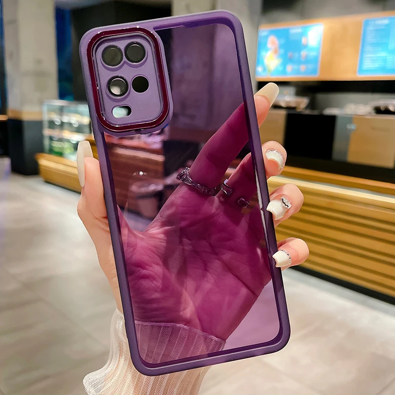 Translucent Soft TPU Phone Case with Lens Protection - Solid Color Design