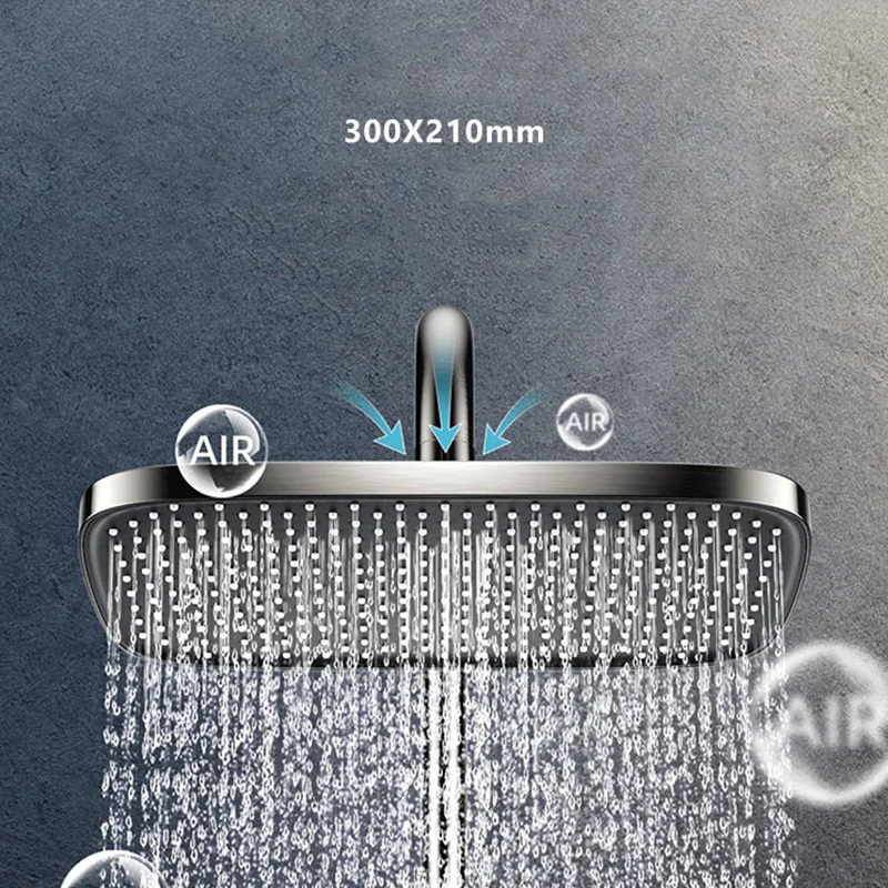 YCRAYS Grey Digital Display Thermostatic Shower Set Black Faucet Rainfall Bathtub Tap For Bathroom Accessories Hot Cold Mixer 4