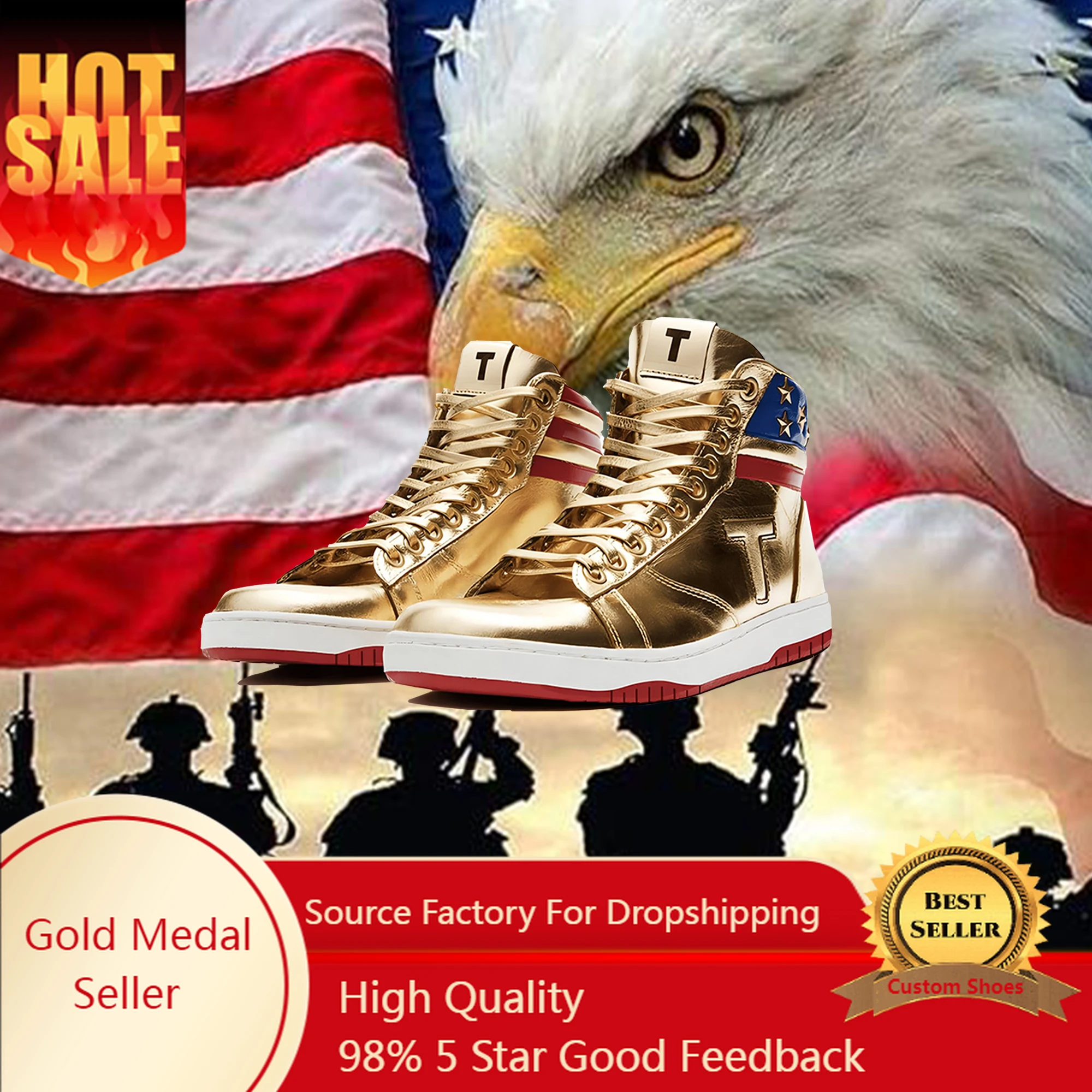 

Big Size 47 48 Gold Trump Shoes 2024 MAGA Never Surrender Sneakers Sneaker Gym Basketball Shoe Men's Casual Boots Road Sneakers