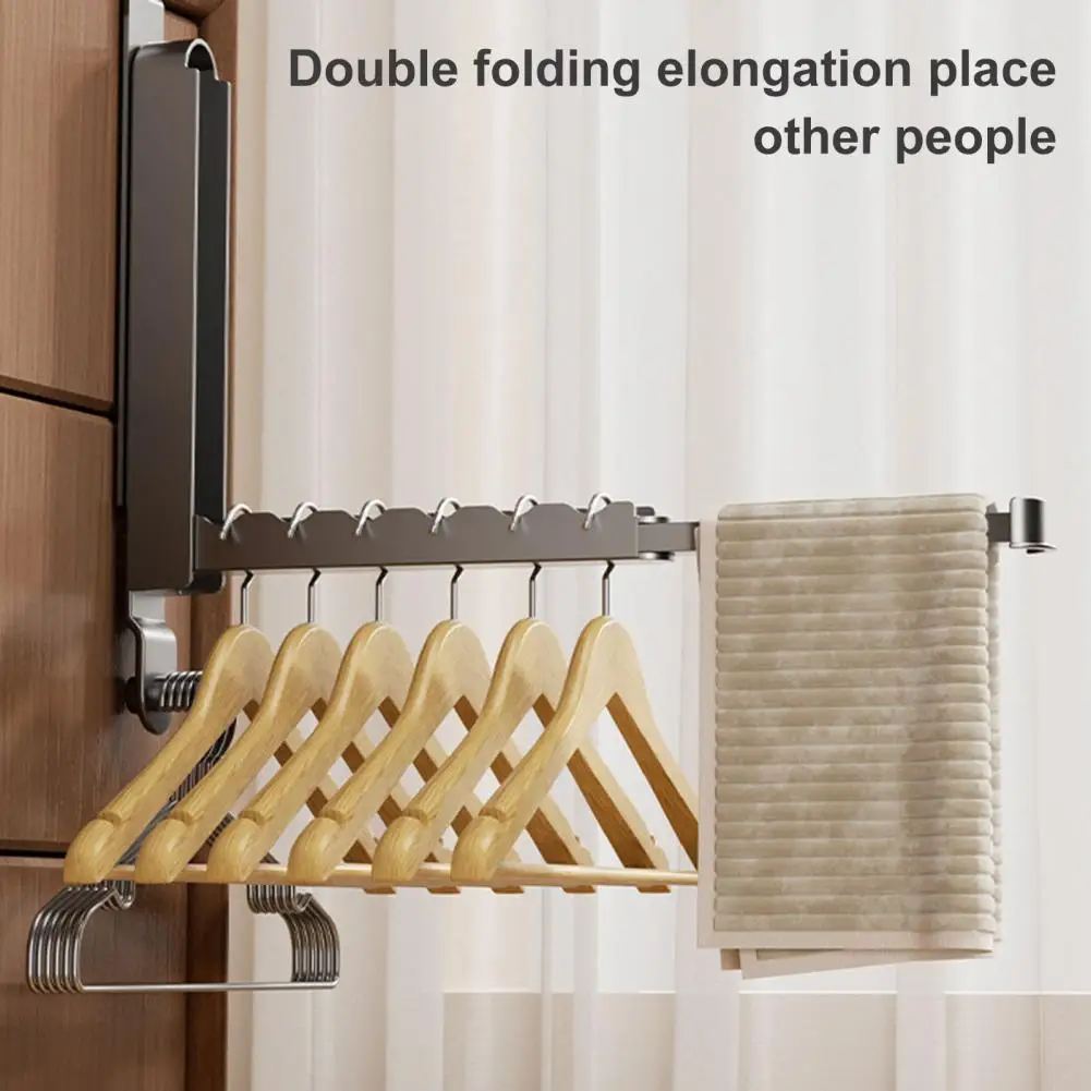 Door Back Hook Clothes Drying Rack Retractable Rod Laundry Rack Folding Clothes Drying with for Laundry for Corrosion