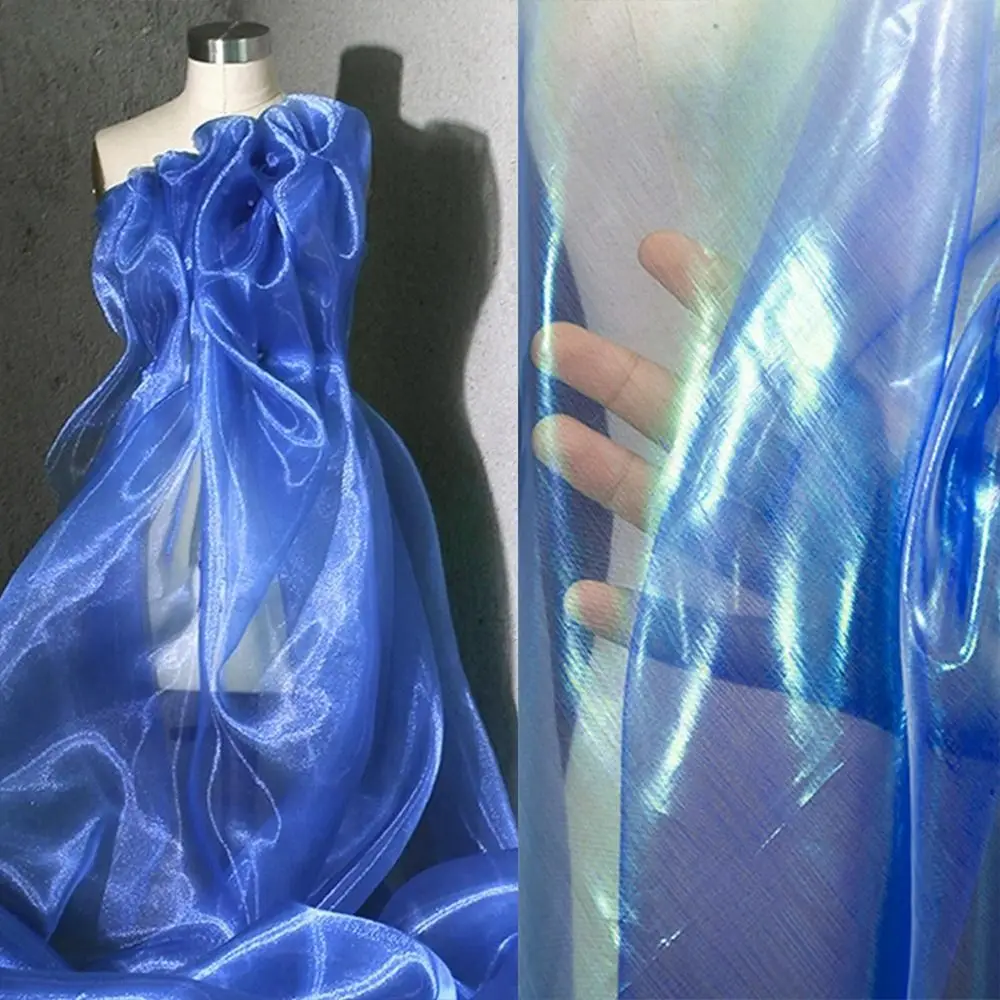 Glänzende Laser-Tüll-Organza-Stoffe, dünnes Dekor, Voile-Organza-Kleiderstoff, weicher Tüll, Stoff, Dekoration, Tüll, handgefertigte Materialien – Detail 8
