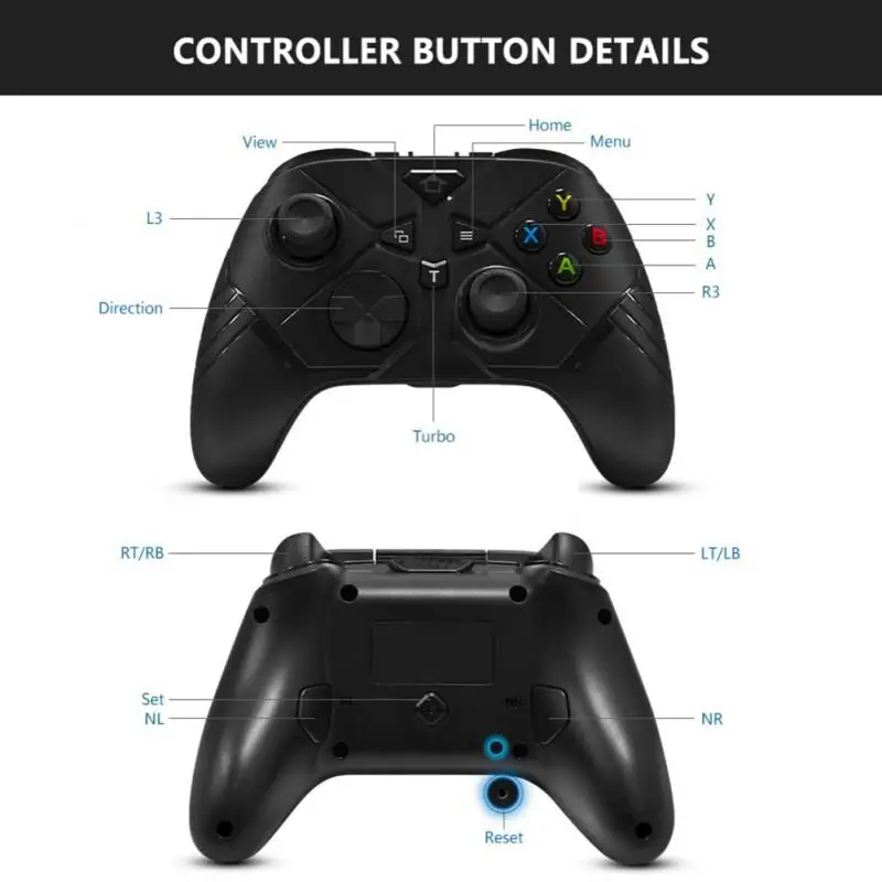 Controle sem fio Xbox One, controle de jogo Zamia Gamepad 2,4 GHZ  compatível com Xbox One/One S/One X/One Series X/S/Elite/PC Windows 7/8/10  com vibração dupla integrada (preto)