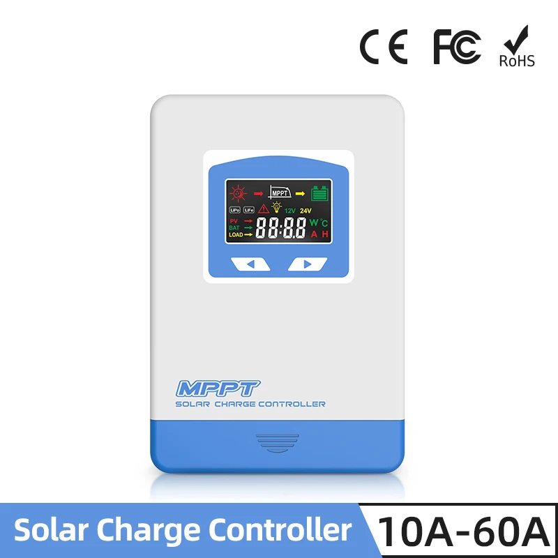 MPPT 솔라 컨트롤러 60A 40A 30A 20A 12V 24V 솔라 배터리 충전기 32V 설정 충전기 백라이트 LCD 솔라 레귤레이터