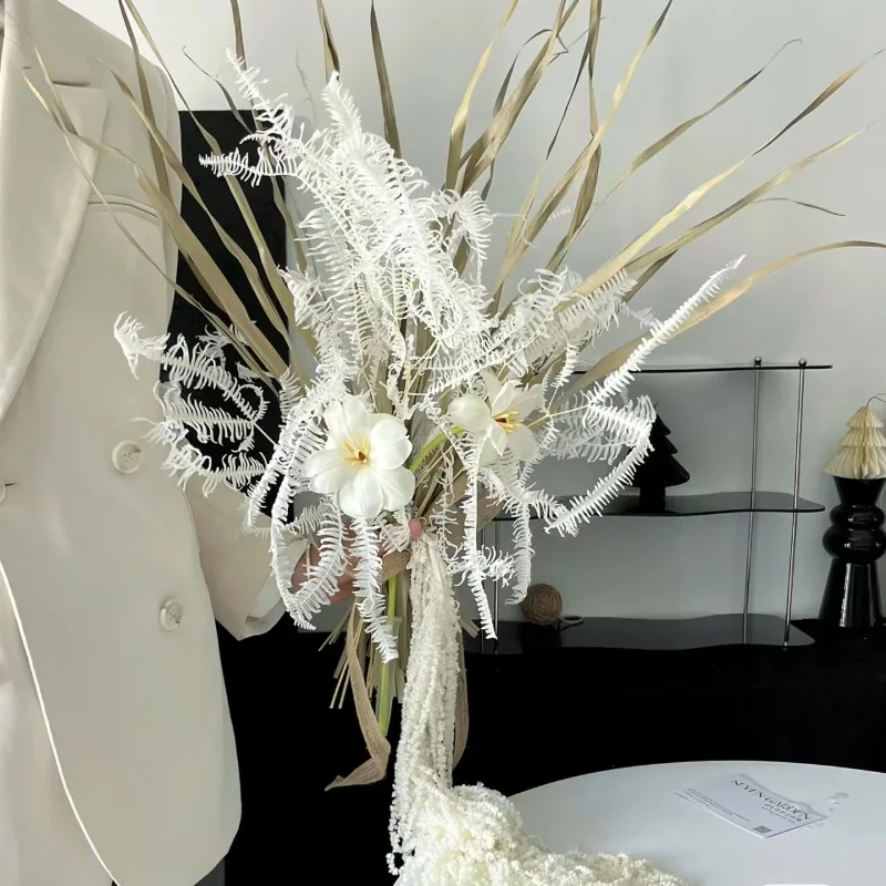 

Natural Pampas Grass Artificial Flowers Bridal Bouquet Rustic Vintage Wedding Bouquet for Bridesmaid Boho Wedding Dried Flowers