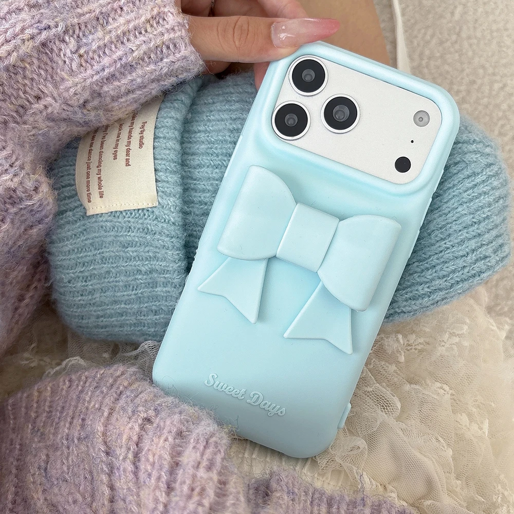 Chic 3D Bowknot Shockproof Silicone Phone Case - Sweet Bow Design