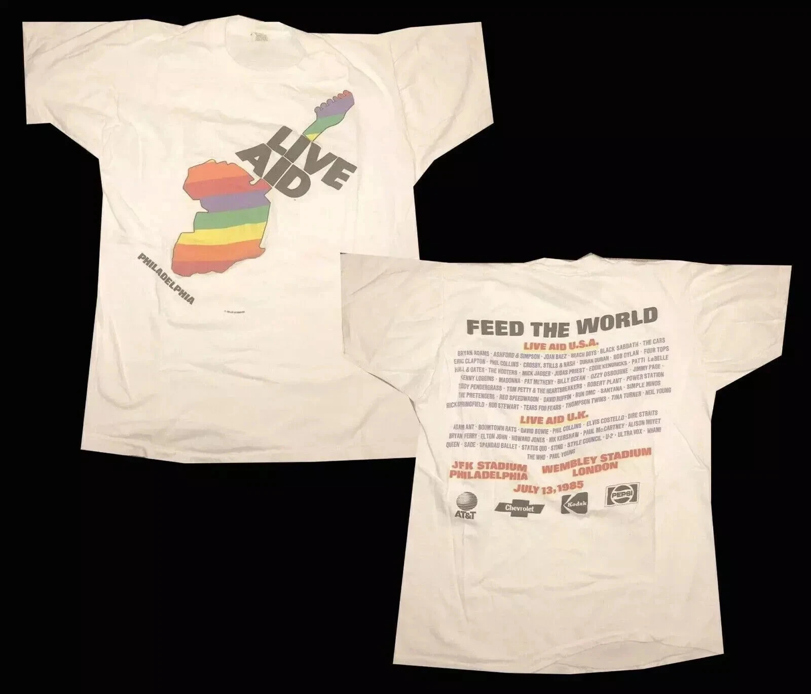 Neues Retro Live Aid 1985 Philadelphia Konzert-T-Shirt, Unisex-T-Shirt aus reiner Baumwolle, lustiges und bequemes T-Shirt mit Street-Print-Muster