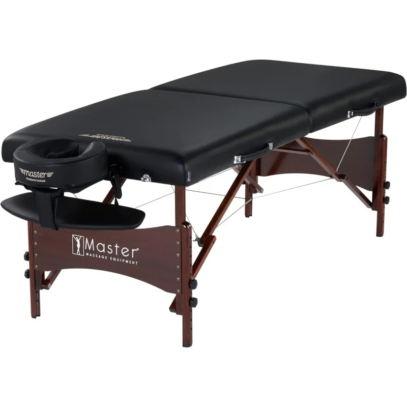 

Master Massage Newport Portable Massage Table Package with Denser 2.5" Cushion, Walnut Stained Hardwood, Steel Support Cables, P