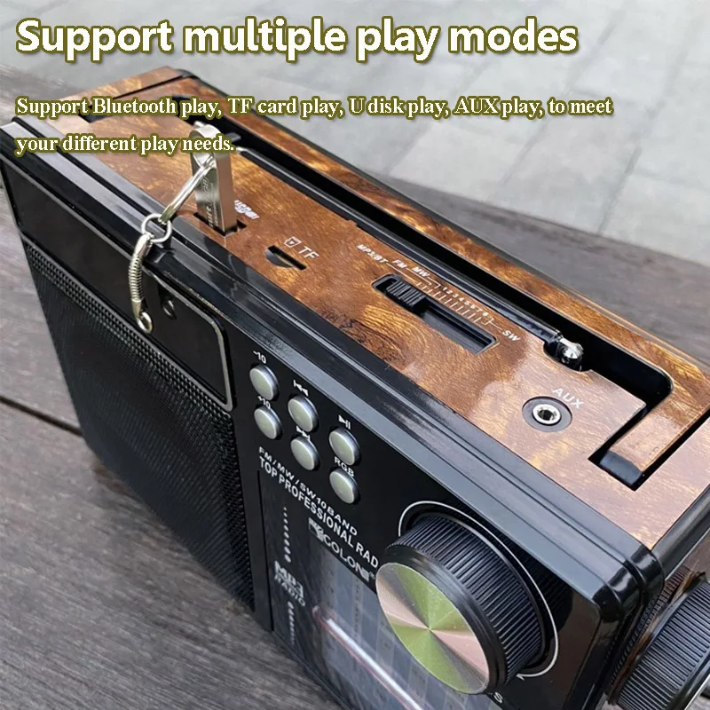 Portable Full Band Radio Stable Signal FM AM SW 1-8 Radios Receiver X-BASS Bluetooth Music Box with RGB Light TF Card USB Player