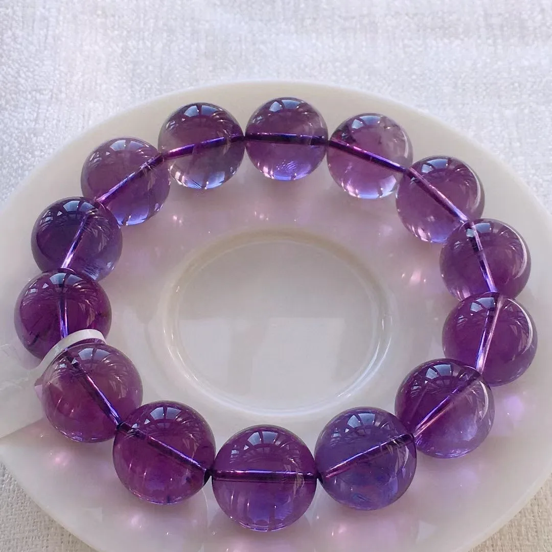 

16mm Natural Purple Amethyst Quartz Bracelet Jewelry For Women Man Luck Gift Gemstone Crystal Round Beads Stone Strands AAAAA