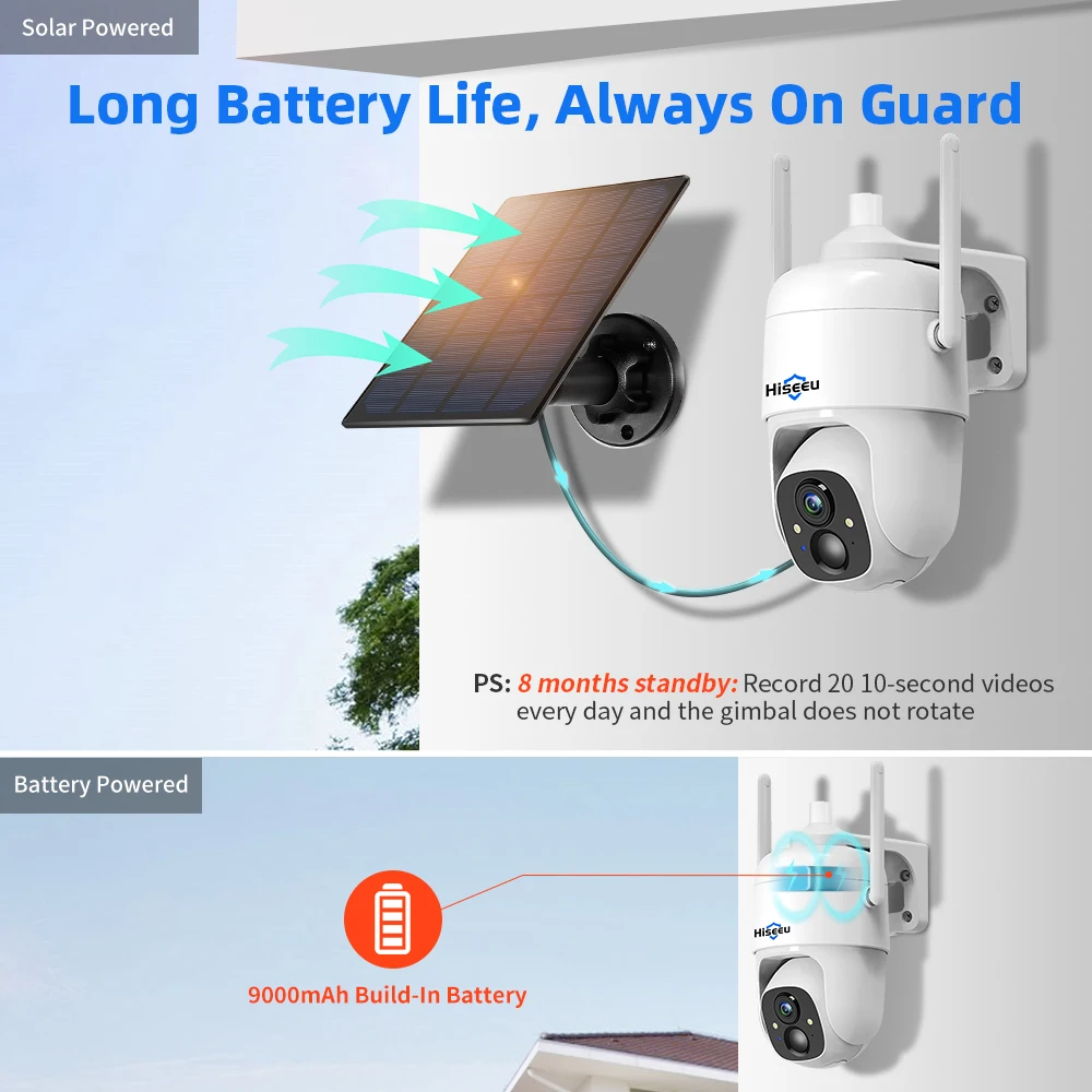 Wireless Solar Powered Rechargeable Battery Home IP Camera – OHWOAI