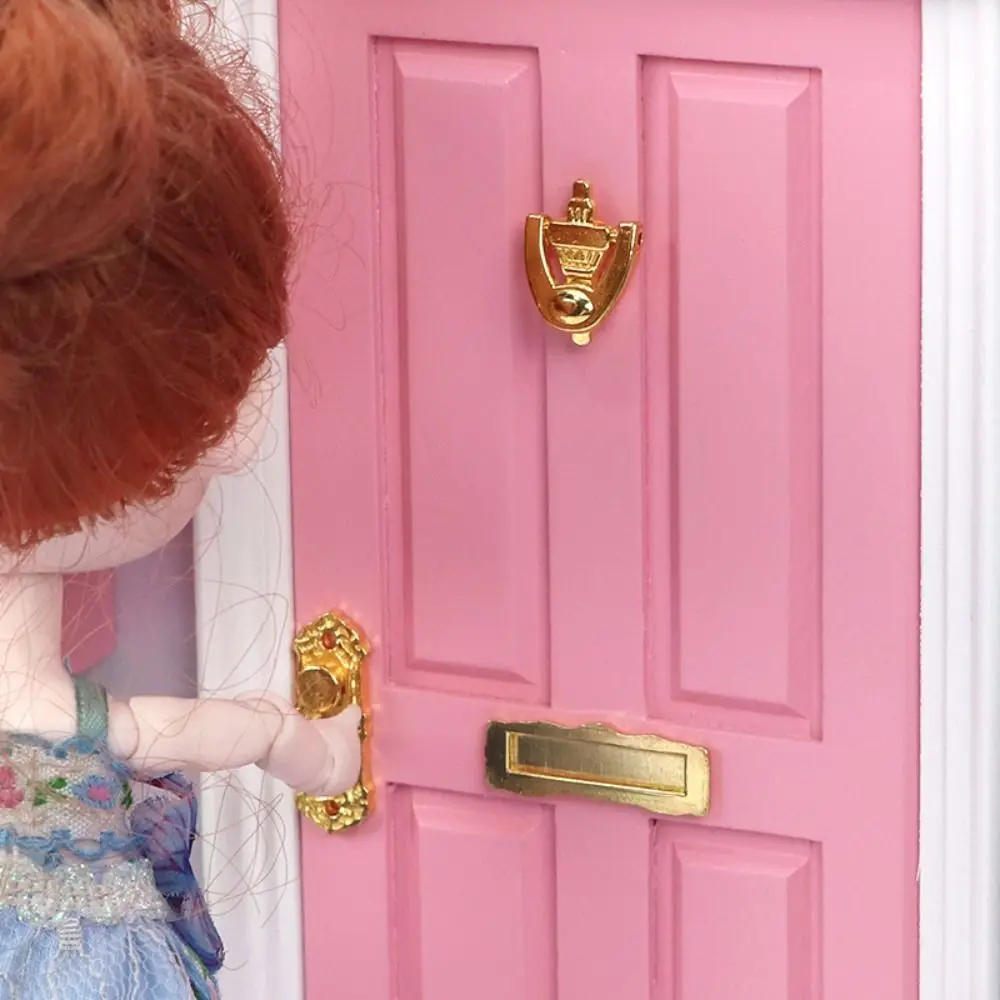 Trendy Miniature 1:12 Dollhouse Metal Door Knocker DIY Shooting Props Doll House Furniture Accessories Decor Toy Children