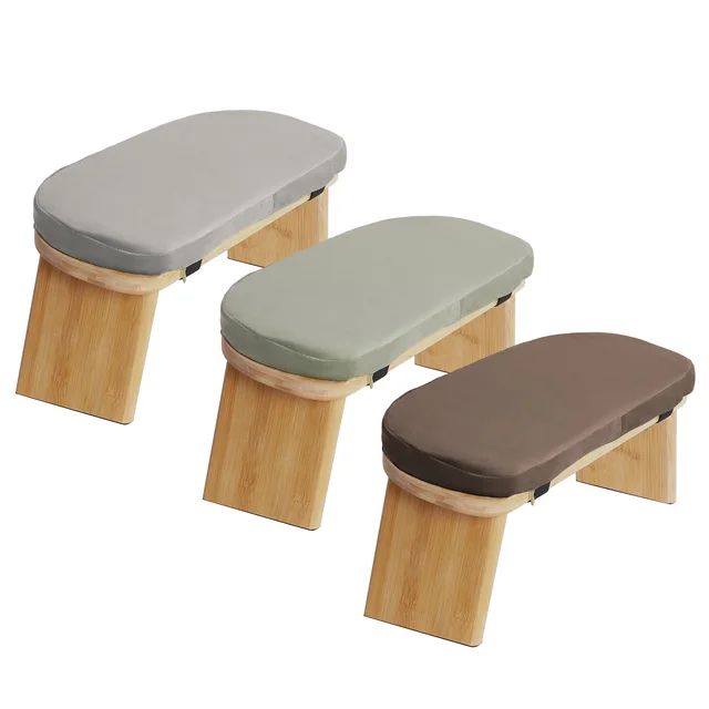 Bymaocar Meditation Bench, Foldable& Ergonomic Meditation Stool, Foldable Kneeling Meditation Bench  Coffee/Gray/Green Color