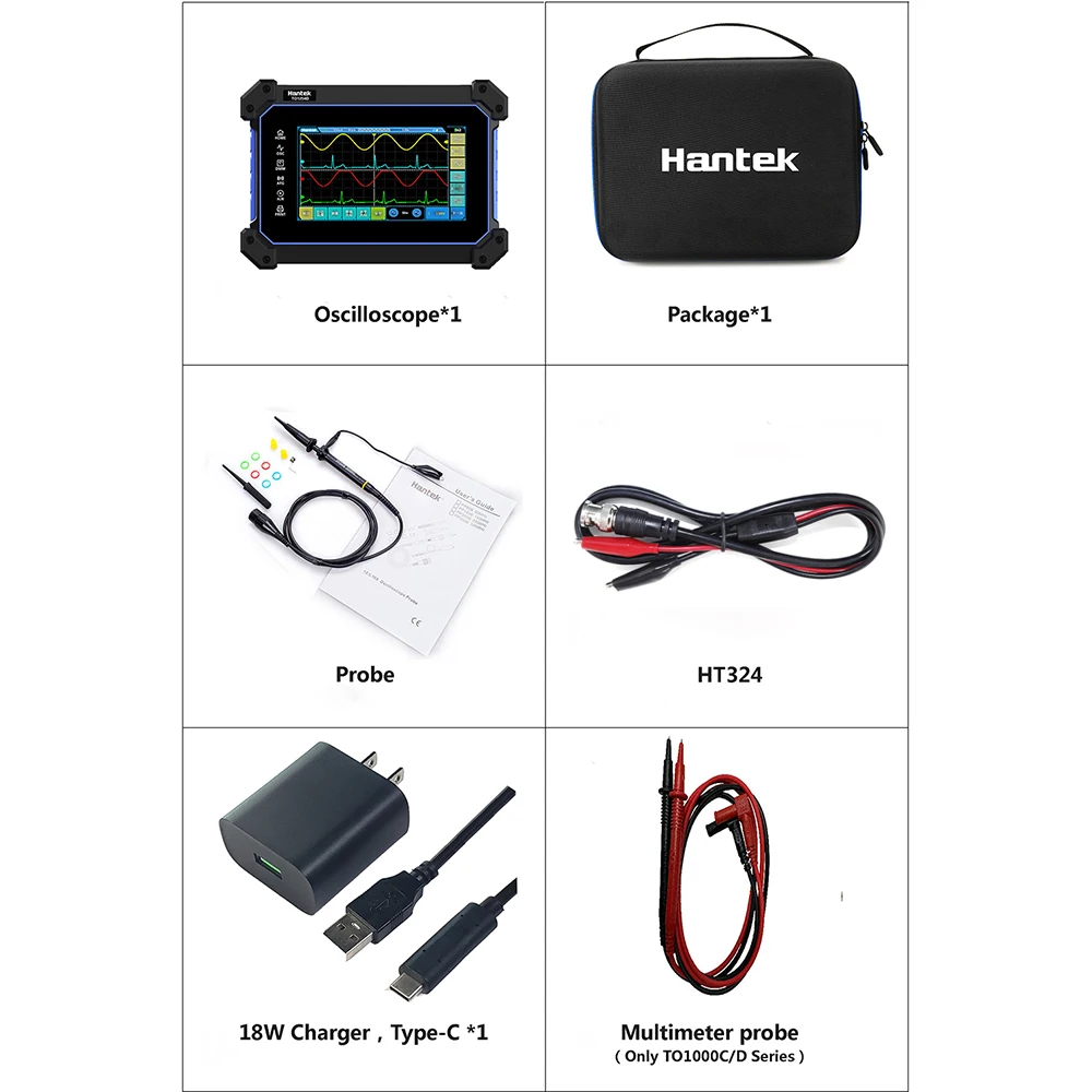Hantek TO1112D TO1112C Touch Screen Digital Oscilloscope 2 Channels 110Mhz Hanheld Osciloscopio + Signal Source +Multimeter digital oscilloscope