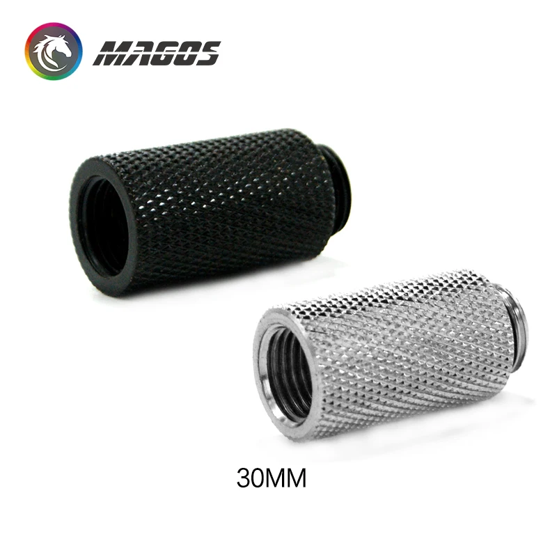 PC Water Cooling Accessories G1/4 Fitting,Extender 10mm 15mm 20mm 30mm 40mm M-F, Black/Silver