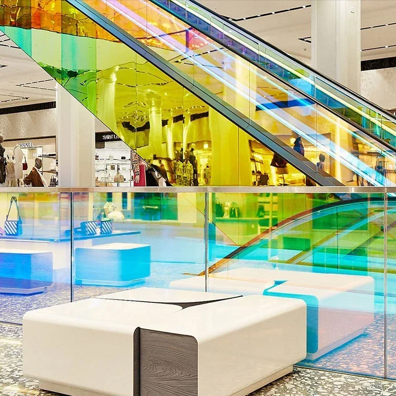 Window Film Window Privacy Film Window Sticker Rainbow Color Dichroic Window Film for Home Decoration Self Adhesive Waterproof Glass Films Stained Transparent Window Tint DIY