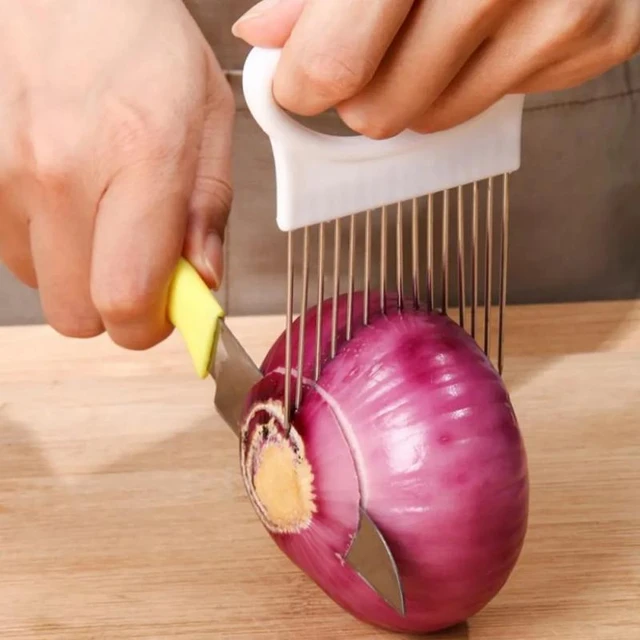 Stainless Steel Onion Holder Slicer Needle Fork Vegetable Fruit