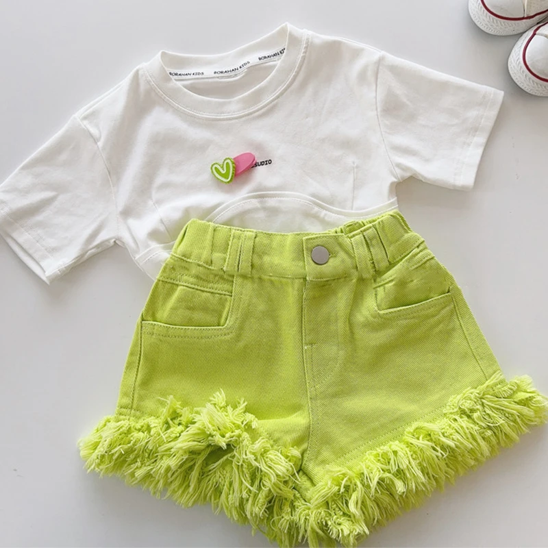 Girls Tassel Denim Shorts 1