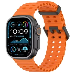 Ocean Silicone Sport Strap for Apple Watch - Premium Watchband Bracelet (Official orange)