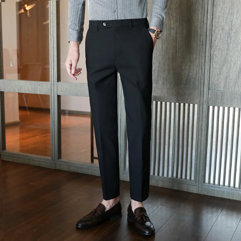 Business Pants Suit Pants Men Pants 28-44 Brand Boutique Fashion Pure Color Men's Casual Business Office Suit Pants
