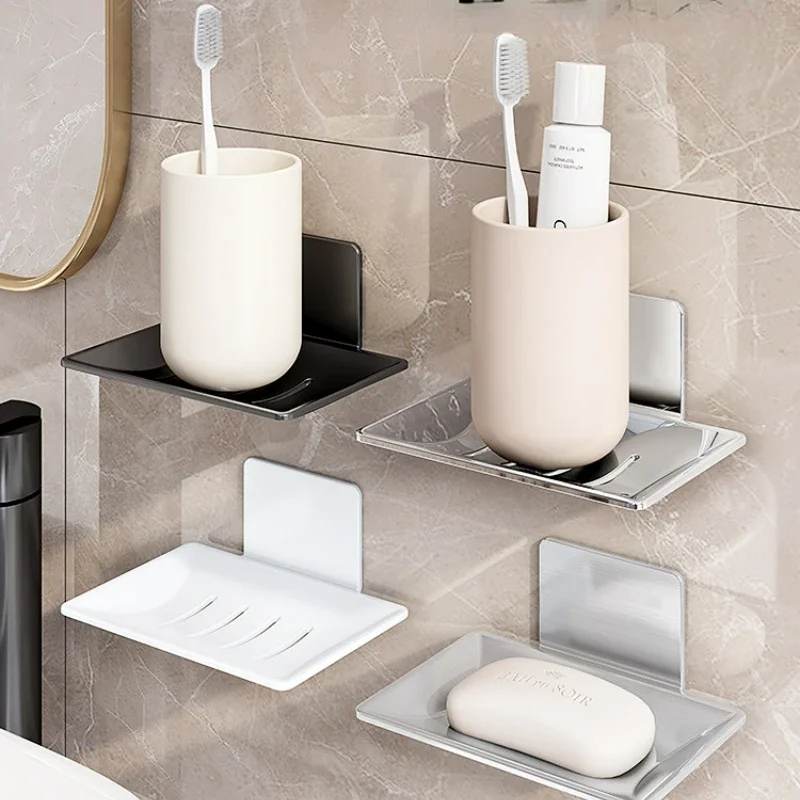 Soap Holder Bathroom Aluminum Alloy Soap Dish Free-Punching Wall Mounted Soap Sponge Holder Organizer Accessories Kitchen Holder